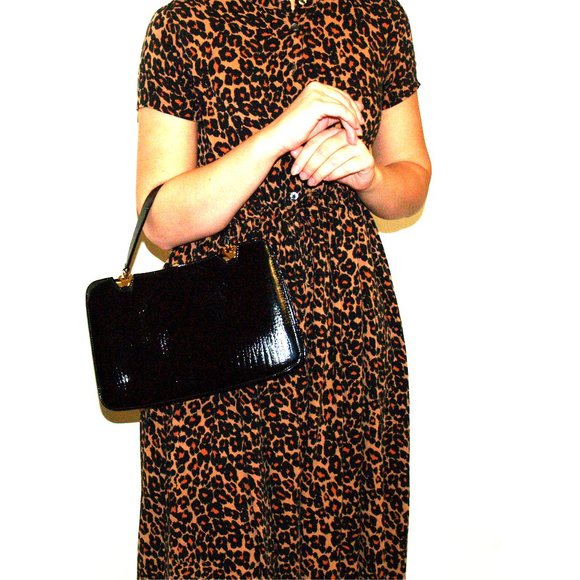 Vintage La Belle Montreal - Black Patent Leather Purse - Picture 1 of 16